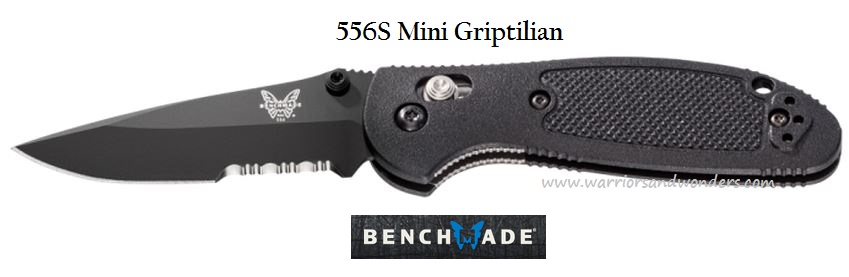 Benchmade Mini Griptilian Folding Knife, CPM S30V ComboEdge, Black Handle, 556SBK-S30V
