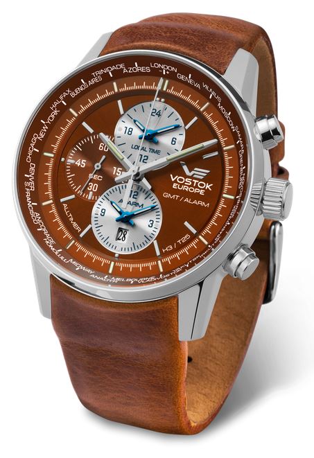 Vostok Europe Gaz Limo Tritium World Timer - Brown