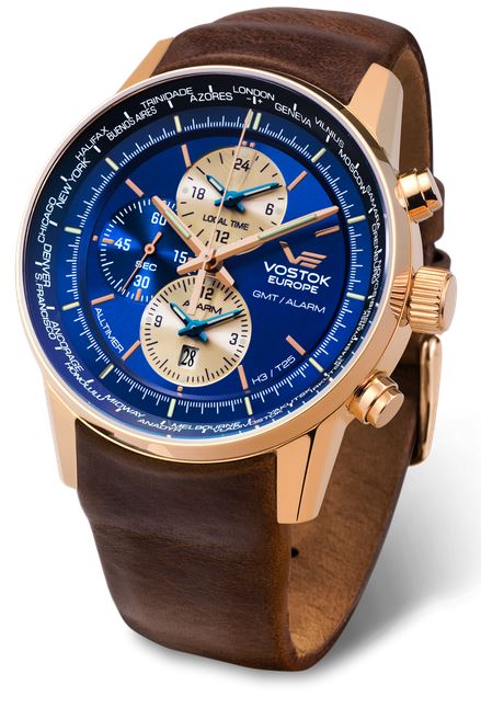 Vostok Europe Gaz Limo Tritium World Timer - Blue/Gold