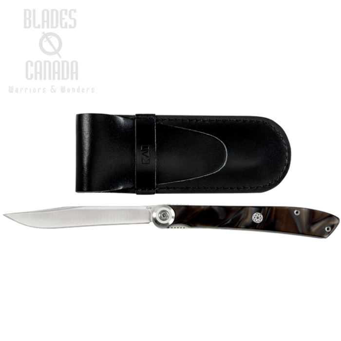Shun Personal Steak Knife, Stainless, Marble Handle, Leather Sheath, 5715X