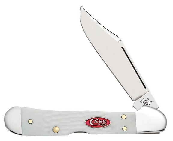 Case Mini Copperlock Folding Knife, Stainless, Synthetic White, 60185
