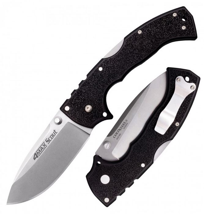 Cold Steel 4-Max Scout Folding Knife, AUS 10A, Black Handle, 62RQ - Click Image to Close