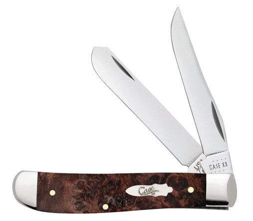 Case Mini Trapper Slipjoint Folding Knife, Stainless, Maple Burl Wood, 64062