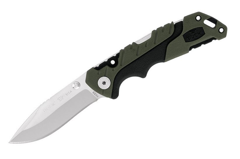 Buck Pursuit Small Folding Knife, 420HC Steel, GFN Green/Black, BU0661GRS