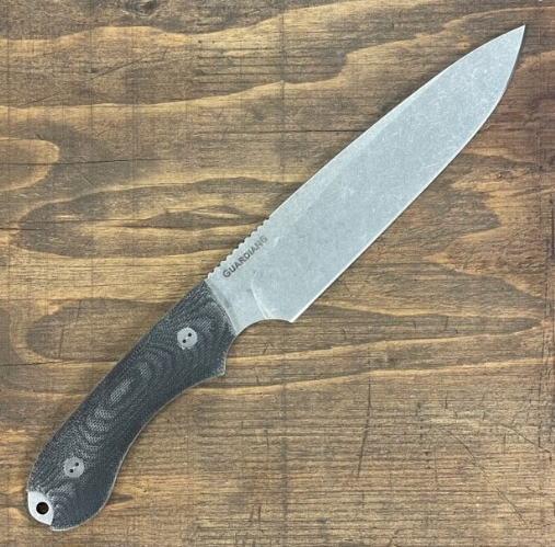 Bradford Guardian 6 3D Fixed Blade Knife, CPM 3V Stonewash, Micarta Black, 6S1013V