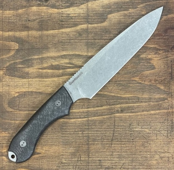 Bradford Guardian 6 Fixed Blade Knife, CPM 3V SW Sabre Grind, Carbon Fiber