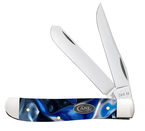 Case Mini Trapper Slipjoint Folding Knife, Stainless, Ocean Blue Kirinite, 70563