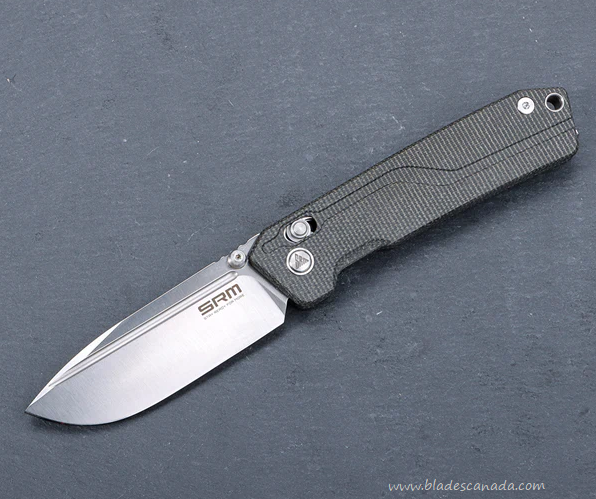 SRM Knives Rubik Folding Knife, Brush Finish Blade, Micarta Black, 7228L-MB1