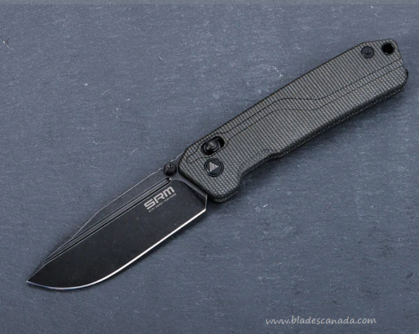 SRM Knives Rubik Folding Knife, Black SW Blade, Micarta Black, 7228L-MB2