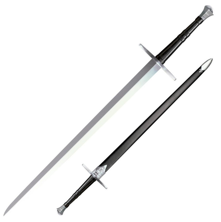 Cold Steel Hand and a Half Sword, 1060 Carbon Steel, Leather Handle, Leather/Wood Scabbard, 88HNH - Click Image to Close