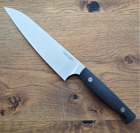 Bradford Chef Kitchen Knife, AEB-L Steel Stonewash, Micro-Textured G10 Black, Chef-101-AEBL