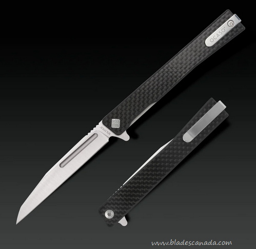 Ocaso Solstice Flipper Folding Knife, S35VN Satin, Carbon Fiber, 8WFS