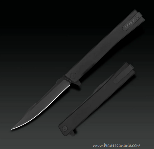 Ocaso Solstice Flipper Folding Knife, S35VN Harpoon Black, Titanium Black, 9HTB