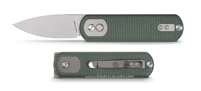 Vosteed Corgi Pup Trek Lock Folding Knife, 14C28N Drop Point, Micarta Green, A0720