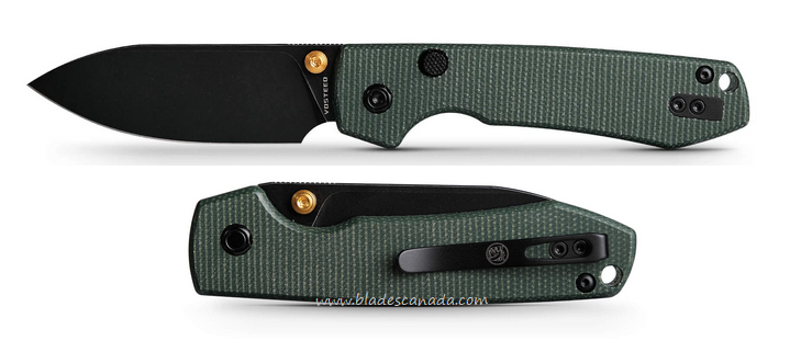 Vosteed Raccoon Top Liner Lock Folding Knife, 14C28N Black, Micarta Green, A2901