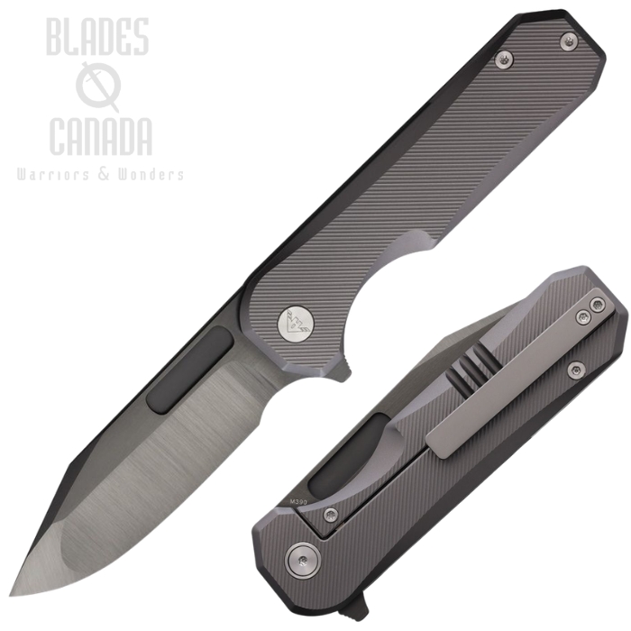 Ameight Knives Preyert Flipper Framelock Knife, M390 DLC, Titanium Grey Textured, AME006BKII (image for) Ameight Knives Preyert Flipper Framelock Knife, M390 DLC, Titanium Grey Textured, AME006BKII