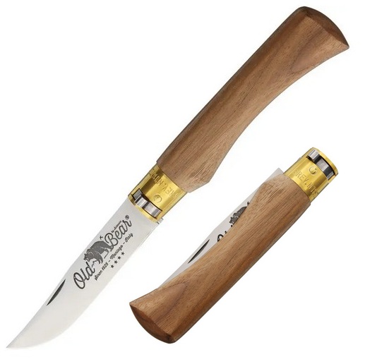 Antonini Old Bear XL Folding Knife, Stainless, Walnut Wood, ANT930723LN