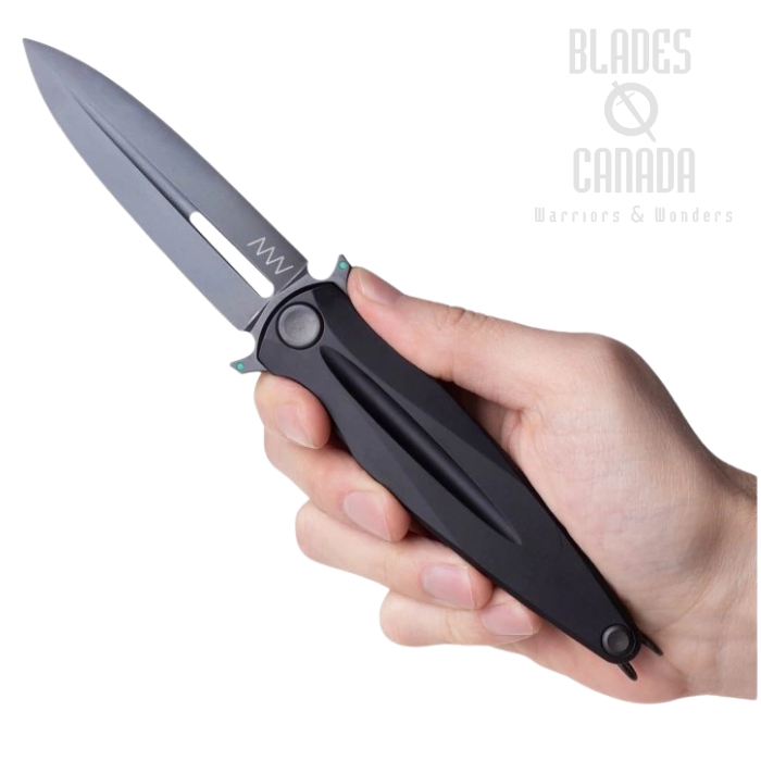 Acta Non Verba Z400 BB Flipper Folding Knife, Sleipner DLC Black, Aluminum Dural, ANVZ400-018