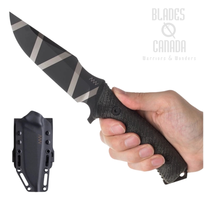Acta Non Verba M311 Variant Spelter Fixed Blade Knife, Elmax DLC Camo, Micarta Black, Kydex Sheath, ANVM311-007