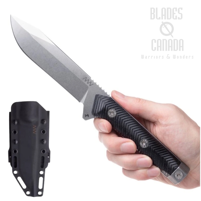 Acta Non Verba M73 Kontos Fixed Blade Knife, Sleipner Cerakote Black, Micarta Black, ANVM73-003