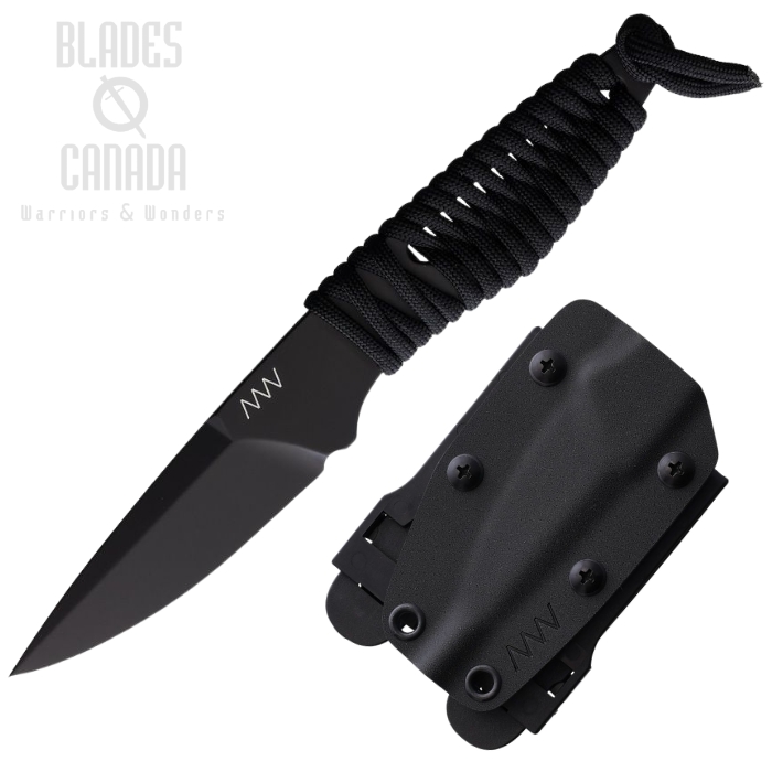 Acta Non Verba P100 Fixed Blade Knife, Sleipner Black, Cord Wrapped Handle, ANVP100-037