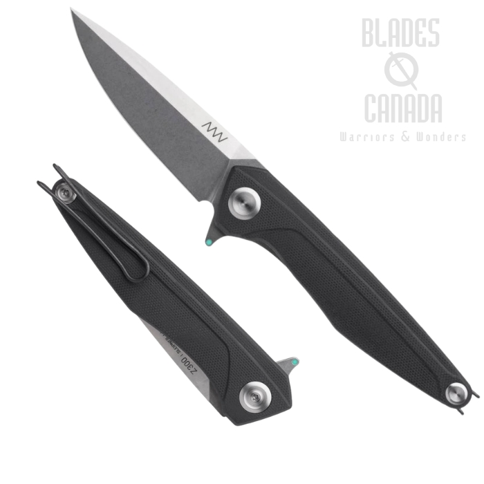 Acta Non Verba Z300 BB Flipper Folding Knife, Sleipner Stonewash, G10 Black, ANVZ300-050