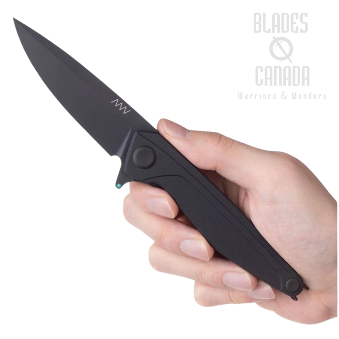 Acta Non Verba Z300 BB Flipper Folding Knife, Sleipner DLC Black, G10 Black, ANVZ300-055