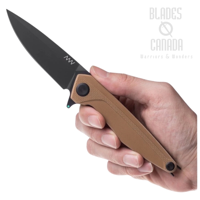 Acta Non Verba Z300 BB Flipper Folding Knife, Sleipner DLC Black, G10 Coyote, ANVZ300-056