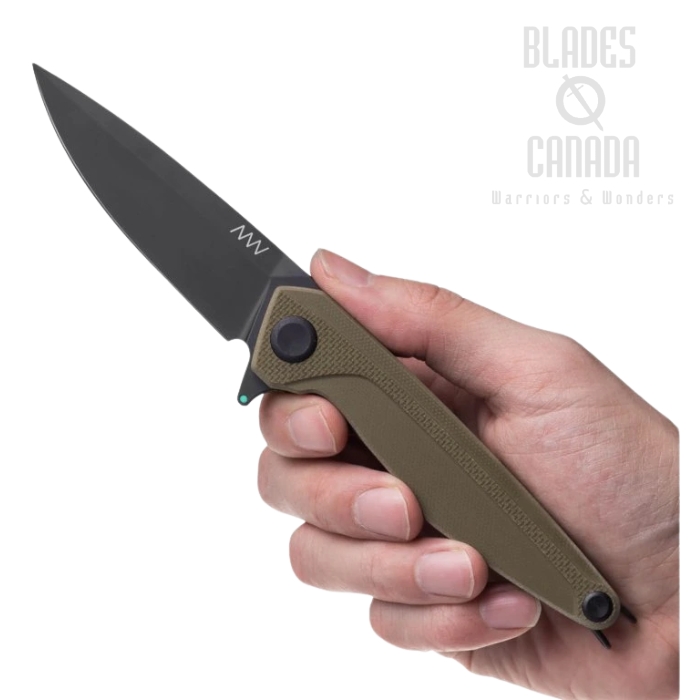Acta Non Verba Z300 BB Flipper Folding Knife, Sleipner DLC Black, G10 Olive, ANVZ300-057