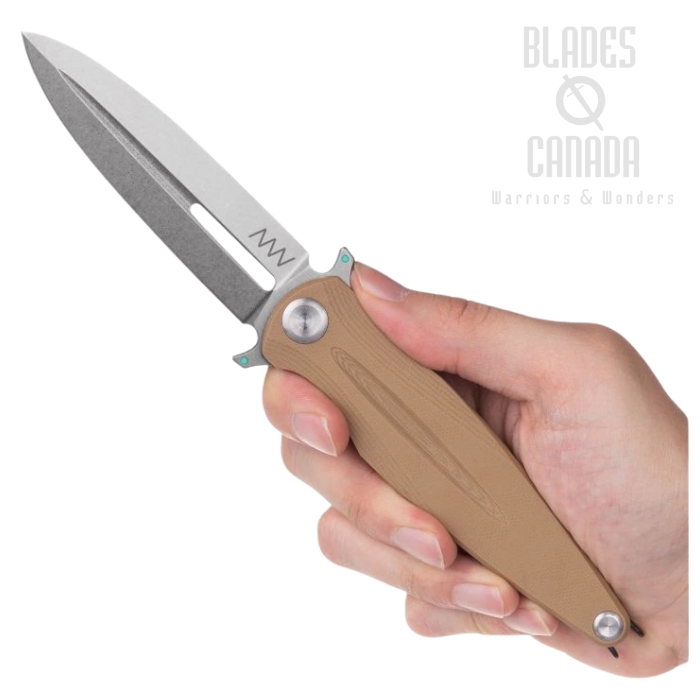 Acta Non Verba Z400 BB Flipper Folding Knife, Sleipner Stonewash, G10 Coyote, ANVZ400-012
