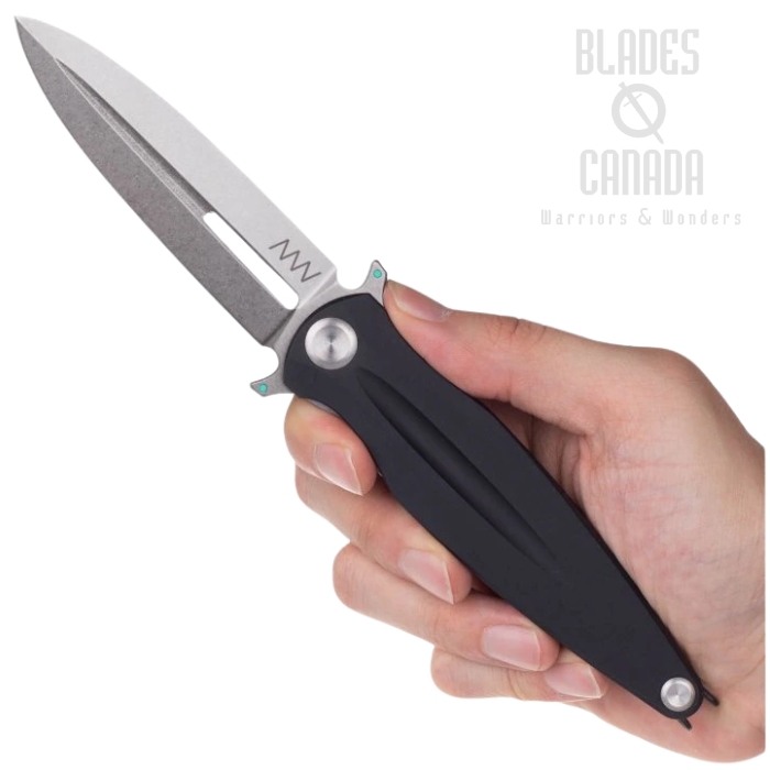 Acta Non Verba Z400 BB Flipper Folding Knife, Sleipner Stonewash, Aluminum Dural, ANVZ400-014