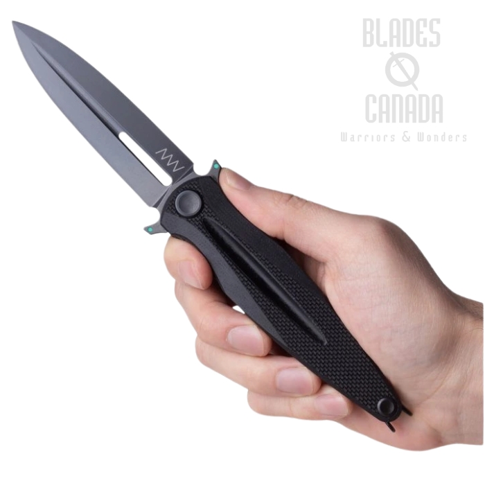 Acta Non Verba Z400 BB Flipper Folding Knife, Sleipner DLC Black, G10 Black, ANVZ400-015