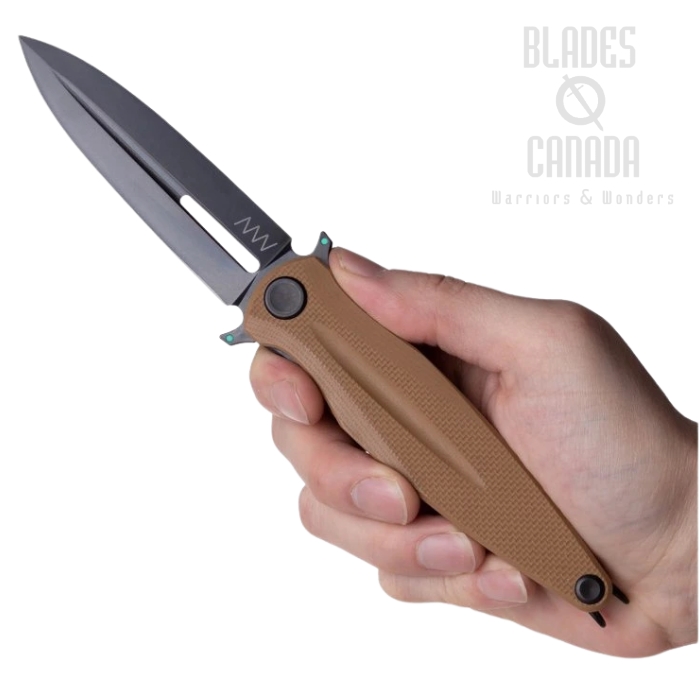 Acta Non Verba Z400 BB Flipper Folding Knife, Sleipner DLC Black, G10 Coyote, ANVZ400-016