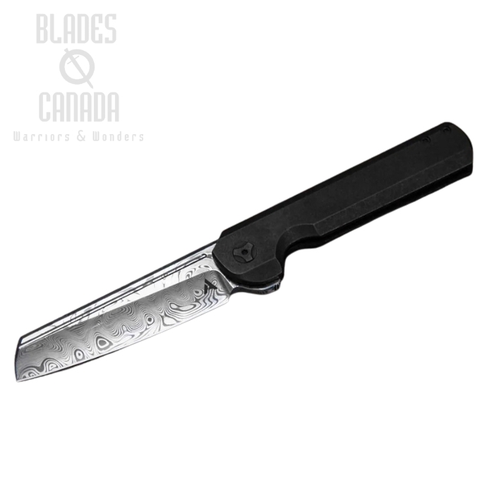(image for) Arcform Slimfoot Framelock Folding Knife, Damasteel, Titanium Black, ARC-0114