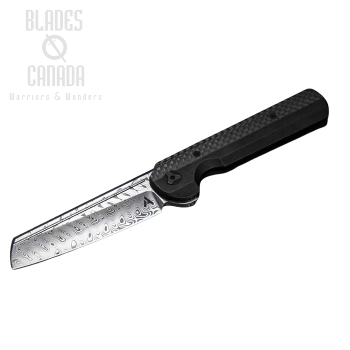 (image for) Arcform Slimfoot Framelock Folding Knife, Damasteel, Carbon Fiber/Titanium Black, ARC-0125