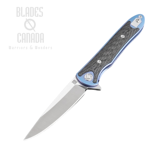 Artisan Cutlery Mini Shark Flipper Framelock Knife, S35VN, Titanium/CF, 1707GS-BU