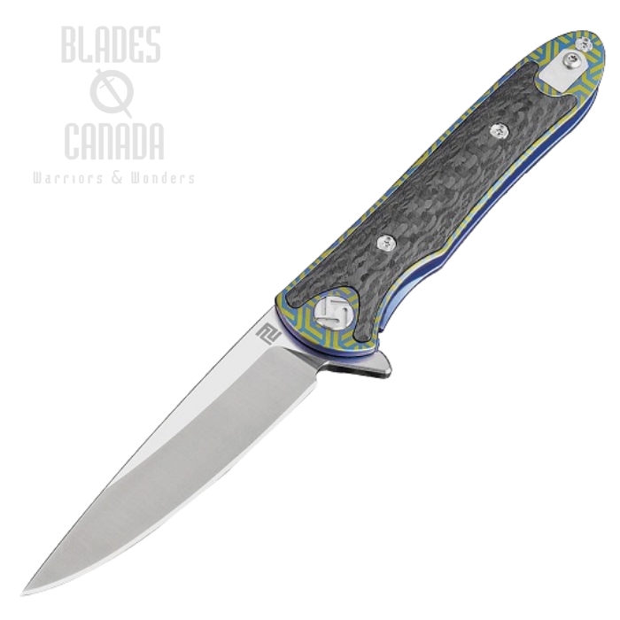 Artisan Cutlery Mini Shark Flipper Folding Knife, S35VN, Titanium/CF, 1707GSBU02