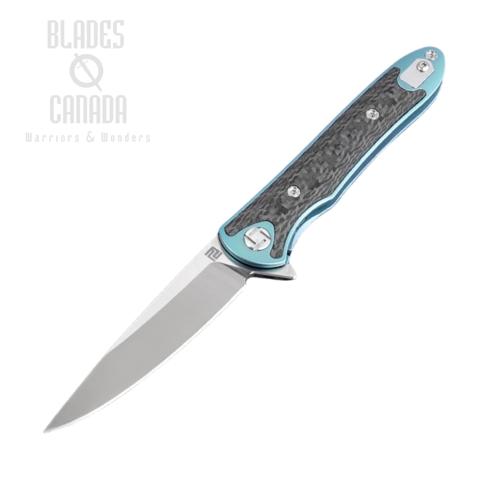 Artisan Cutlery Mini Shark Flipper Framelock Knife, S35VN, Titanium/CF, 1707GS-GN