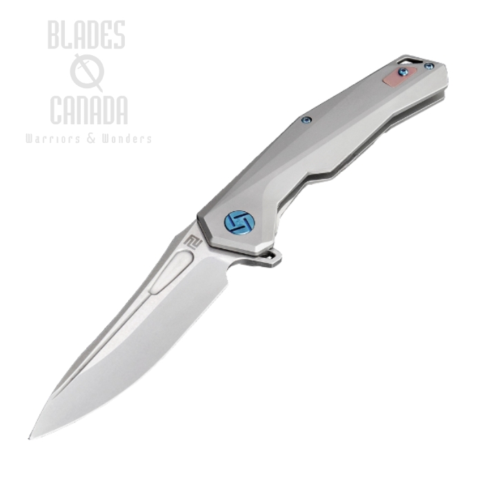 Artisan Cutlery Zumwalt Flipper Framelock Knife, S35VN Satin, Titanium, 1808G-GYS