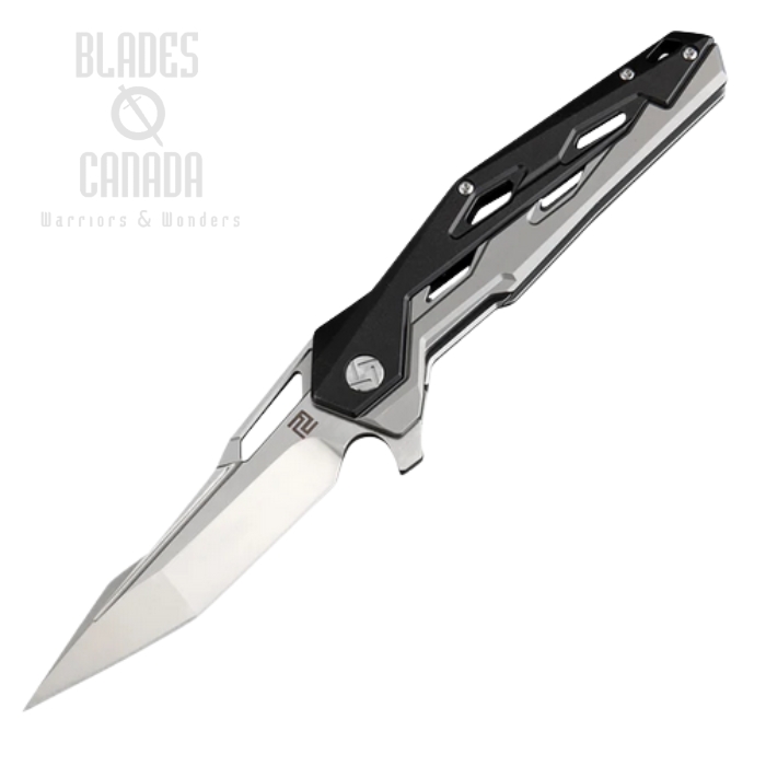 Artisan Cutlery Bomardier Flipper Folding Knife, S35VN Satin, Titanium Black/Grey, 1812G-BKS
