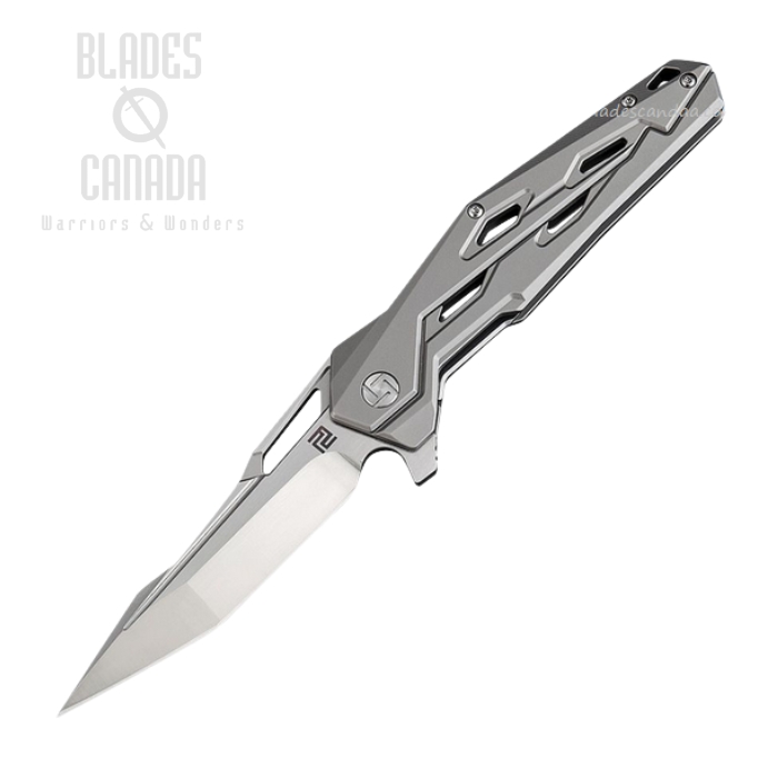 Artisan Cutlery Bomardier Flipper Folding Knife, M390 Satin, Titanium Grey, 1812G-GYM