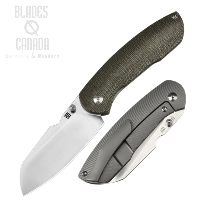 Artisan Cutlery Prime Framelock Folding Knife, S90V, Titanium/Micarta OD Green, 1866G-ODG