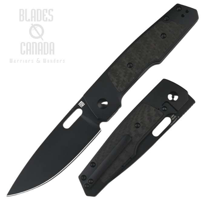 Artisan Cutlery The Gambit Black Knight Frame Lock Folding Knife, S90V Black, Titanium w/CF Inlay Black, 1874G-BCF