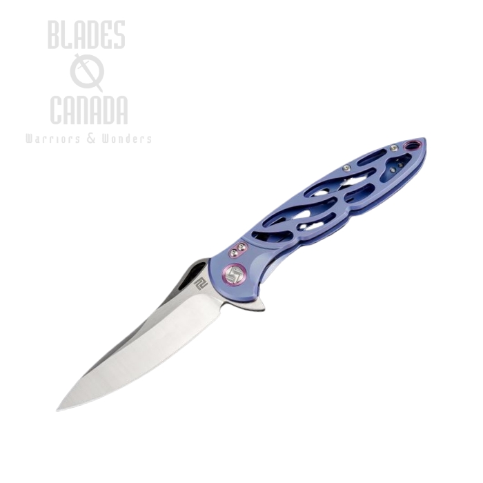 Artisan Cutlery Dragonfly Flipper Framelock Folder, S35VN, Titanium Blue, 1801GBUS