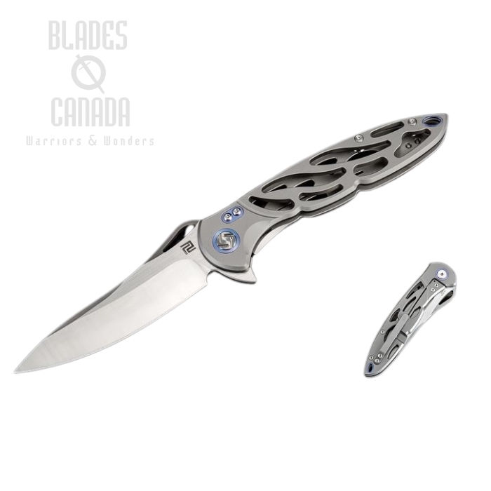 Artisan Cutlery Hoverwing Flipper Framelock Folder, M390, Titanium, 1801GGYM