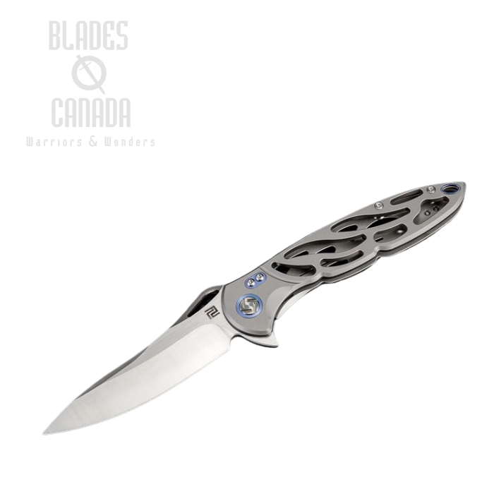 Artisan Cutlery Dragonfly Flipper Framelock Knife, S35VN, Titanium Grey, 1801GGYS