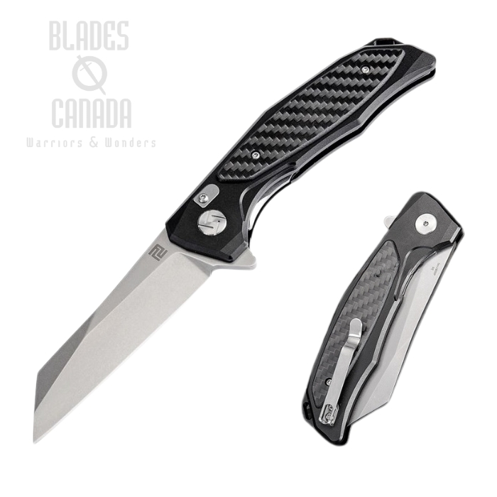 Artisan Cutlery Megahawk Flipper Folding Knife, D2, Aluminum/CF, 1809P-BCF