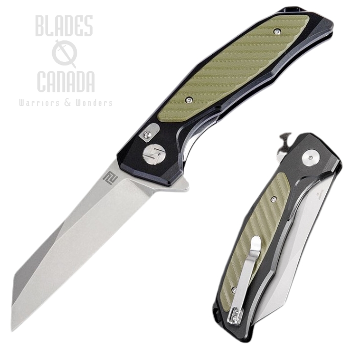 Artisan Cutlery Megahawk Flipper Folding Knife, D2, Aluminum/G10, 1809P-BGN