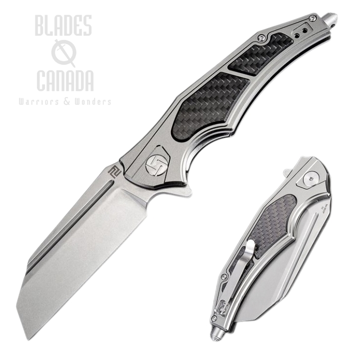 Artisan Cutlery Apache Flipper Folding Knife, D2, Aluminum/CF, 1813P-GCF