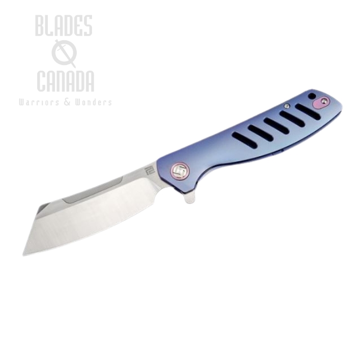 Artisan Cutlery Tomahawk Flipper Framelock Knife, S35VN, Titanium Blue, 1815GBUS